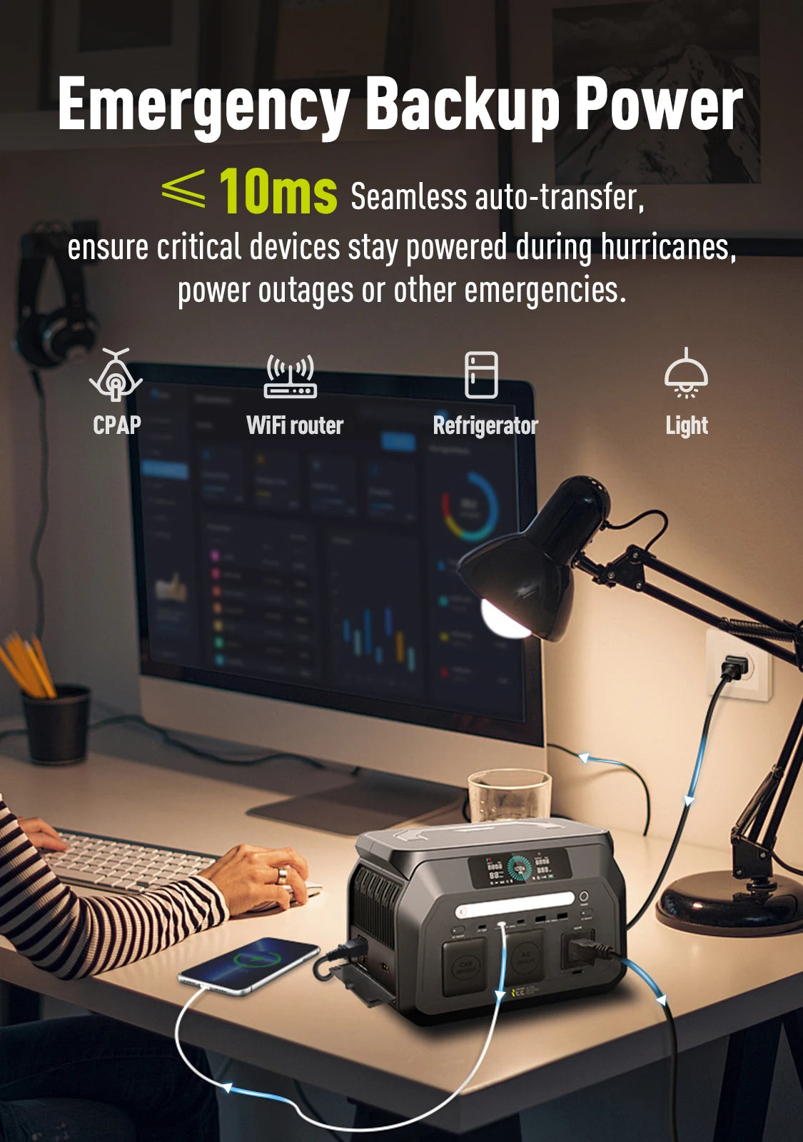 IEE Portable Power Station 512Wh LiFePO4 Solar Generator