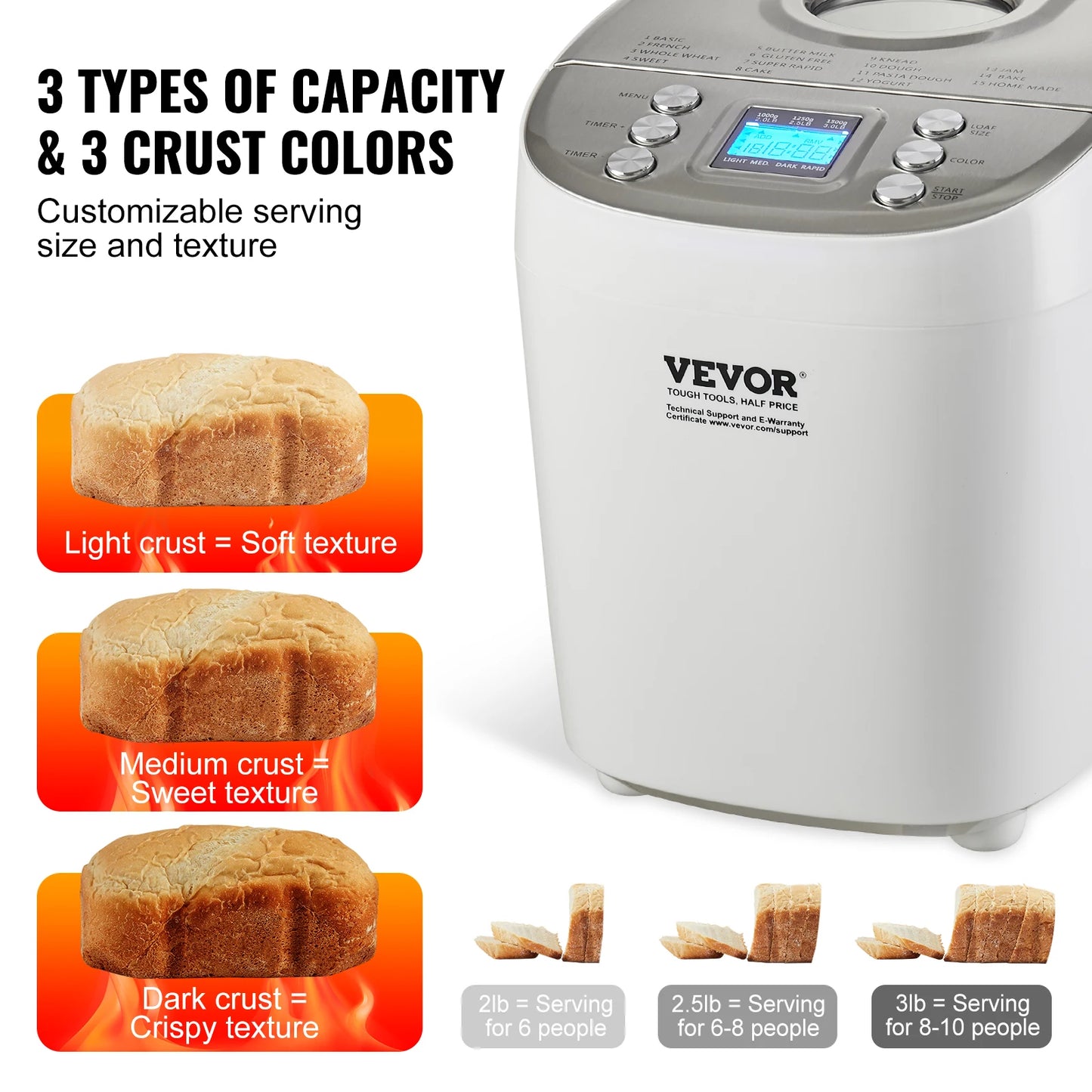 SucceBuy 15 In 1 Automatic Bread Maker With Gluten Free Setting