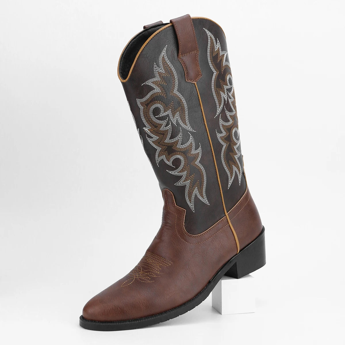 Men's Embroidered Desert Cowboy Boots Western Style