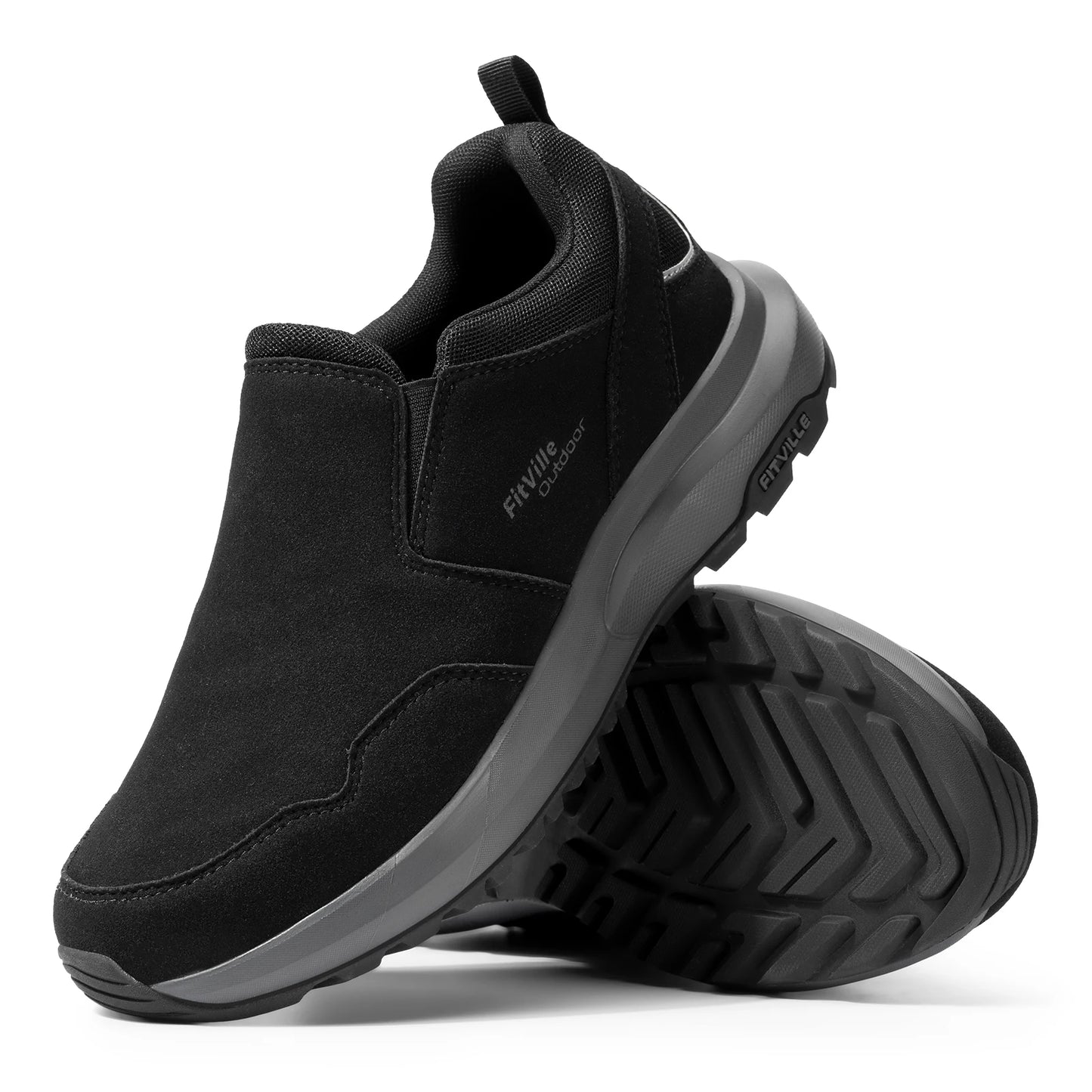 Fitville Men's Extra Wide Slip On Hiking Shoes With Arch Support