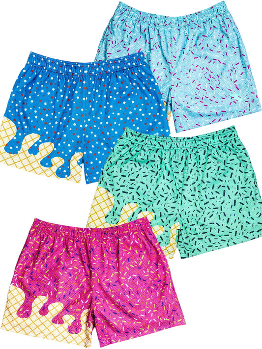 Ice Cream Print Baseball Shorts For Golf Running And Beach
