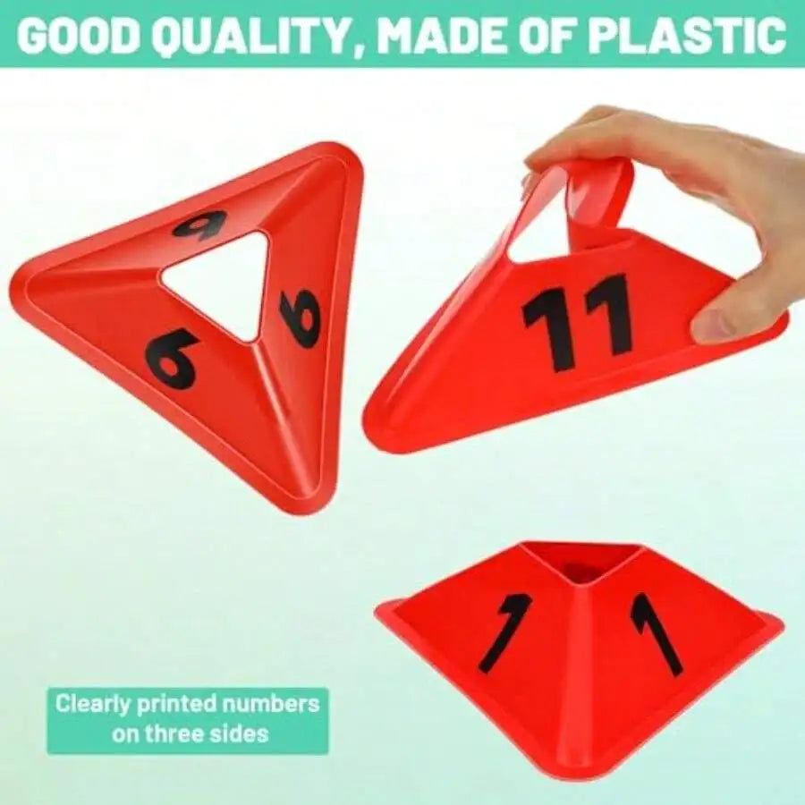 24 Pack Numbered Sports Cones Flexible Agility Training