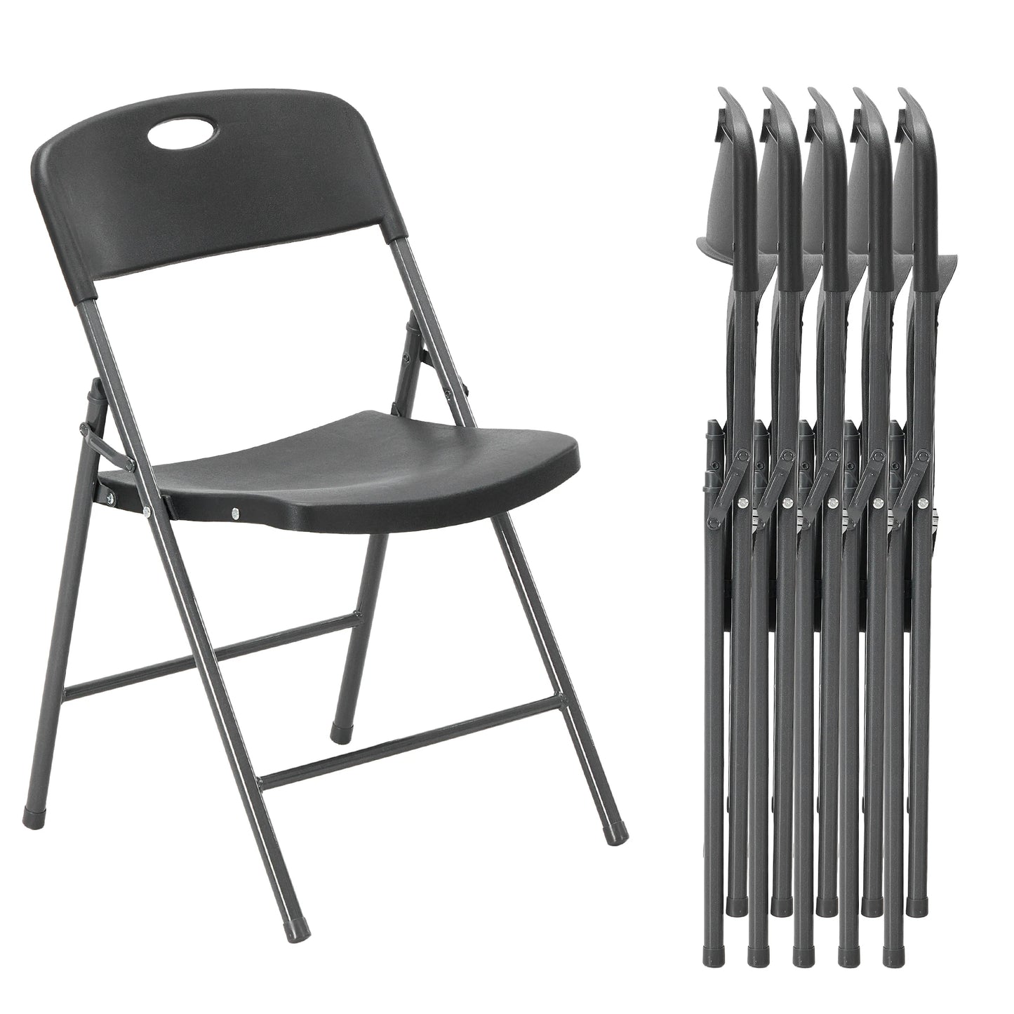 JHK Plastic Stackable Folding Chairs Heavy Duty Ergonomic Back
