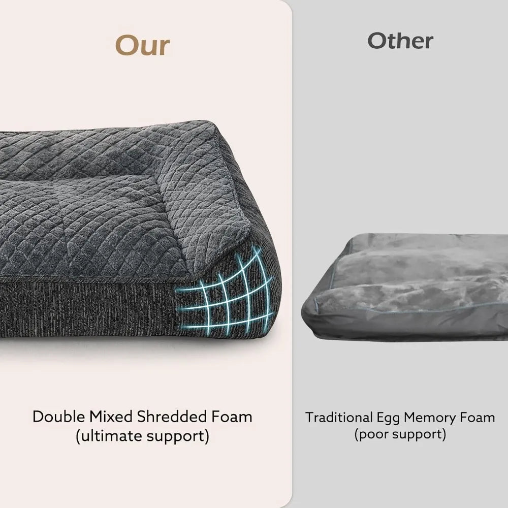 XL Orthopedic Dog Bed With Bolster Sides For Large Dogs Extra Thick Foam