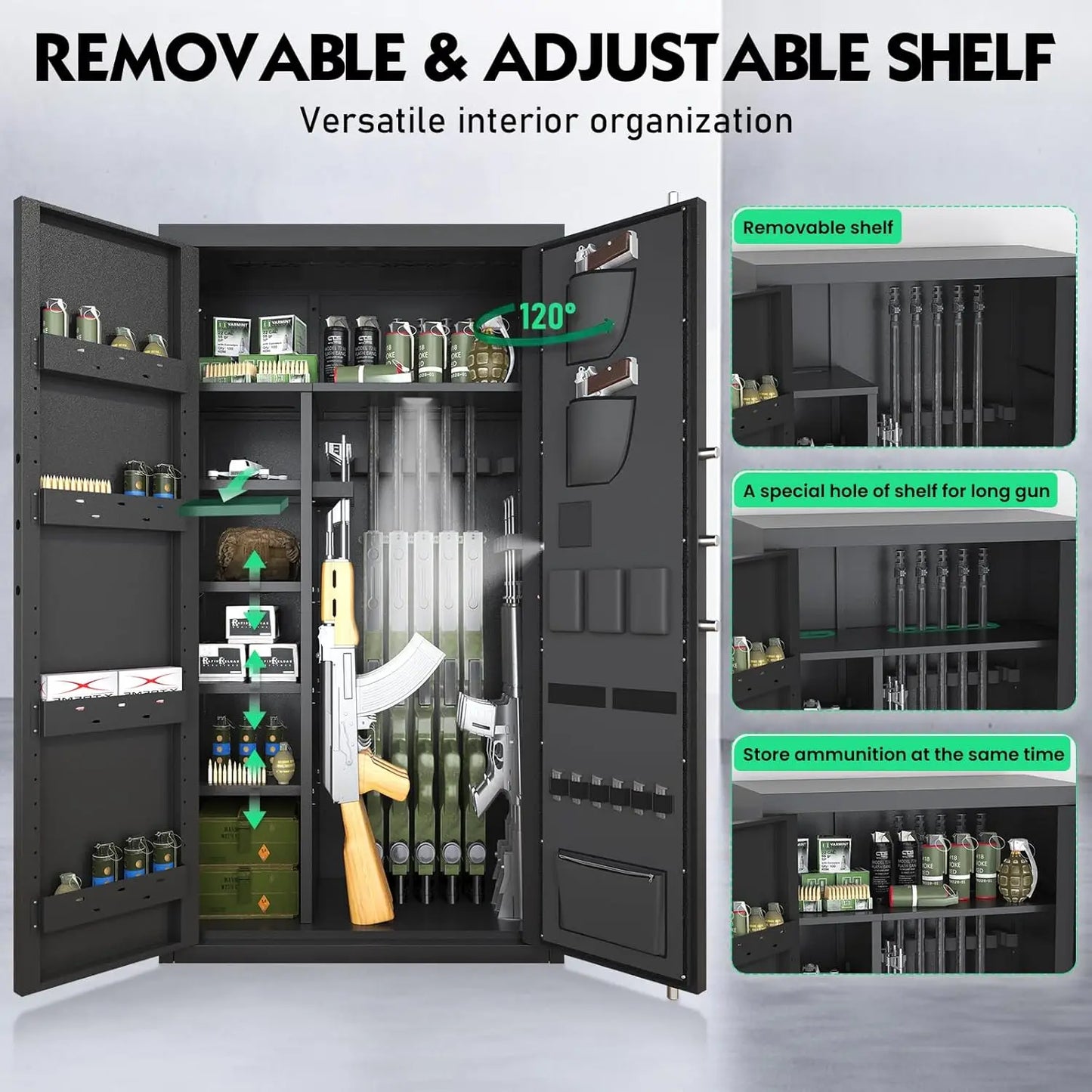Kavey Gun Safe For Rifles And Pistols With LCD Keypad