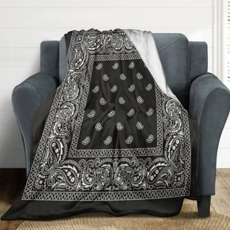 Bandana Paisley Art Blanket Soft Micro Plush Throw For Sofa