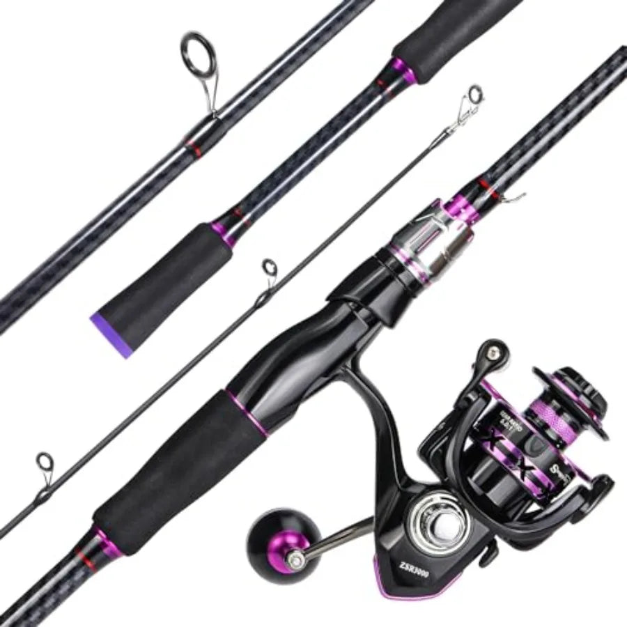 Spinning Fishing Combo Two Piece Carbon Fiber Rod And Reel