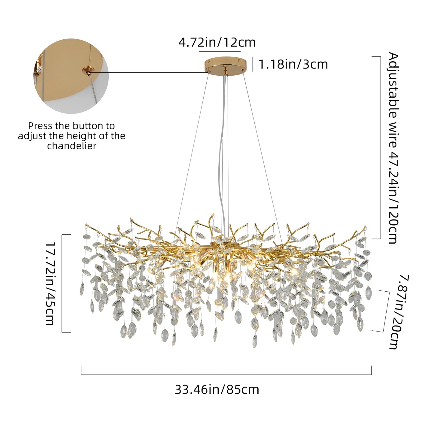 GreeLustr Modern LED Crystal Chandelier Pendant Light For Dining Living Room