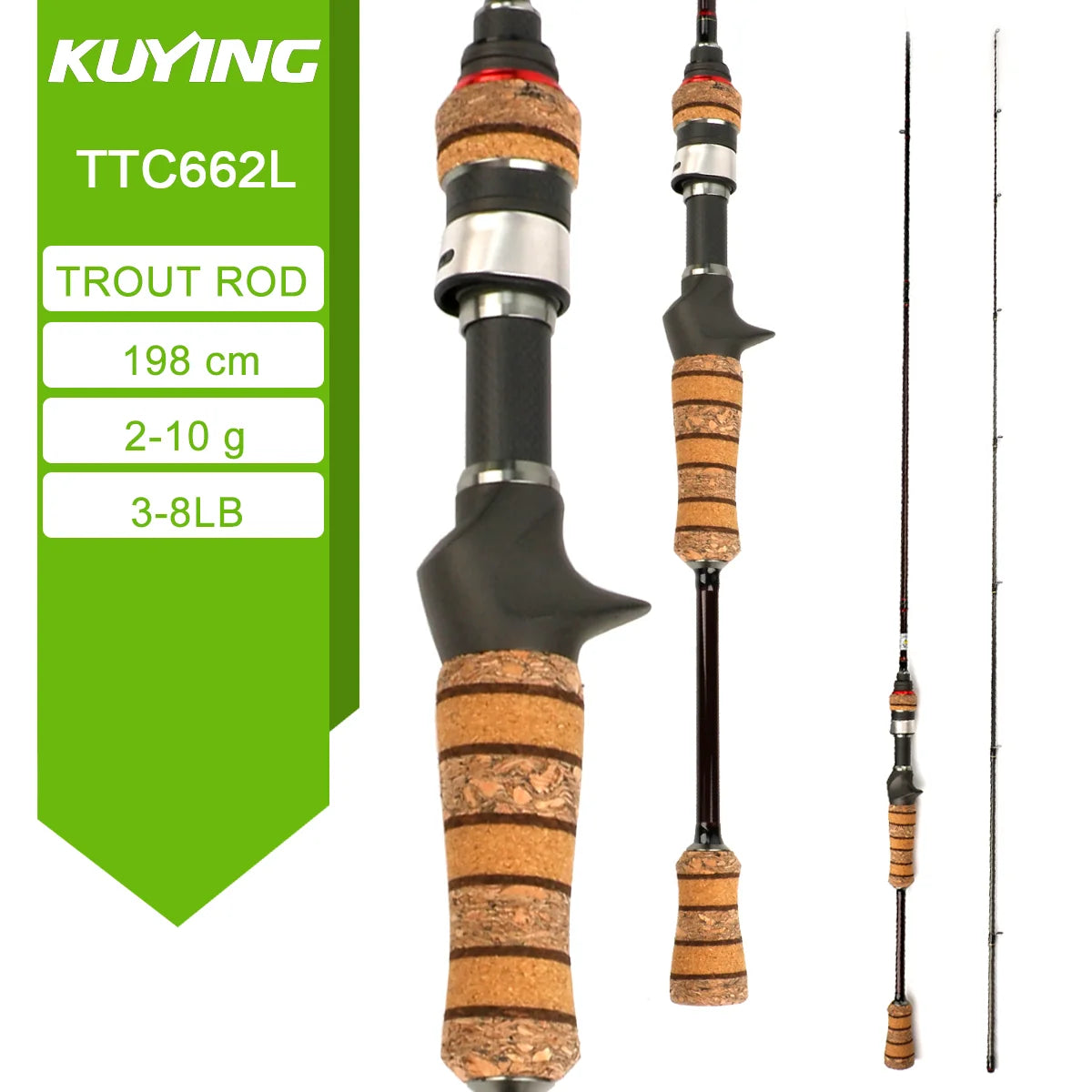 Kuying Fuji Carbon Fishing Lure Rod Fast Action Spinner
