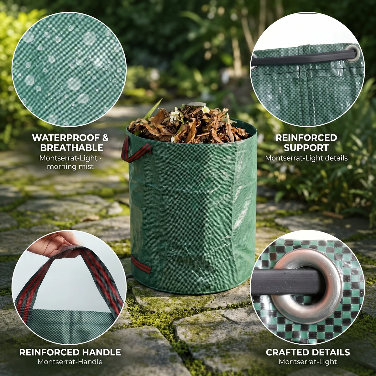 Heavy Duty Reusable Garden Leaf Bags With Reinforced Handles