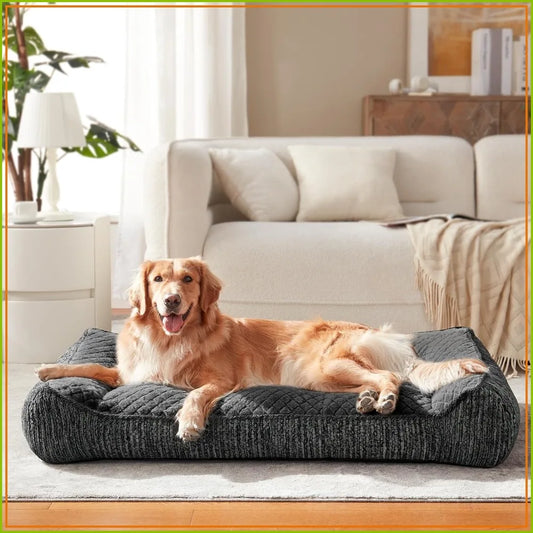 XL Orthopedic Dog Bed With Bolster Sides For Large Dogs Extra Thick Foam