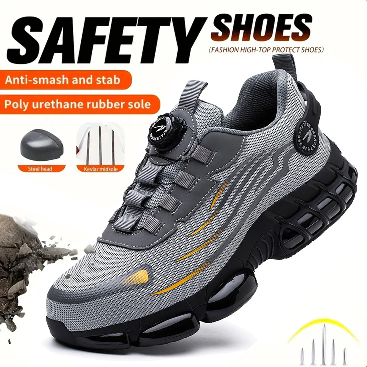 Breathable Lace Free Soft Sole Anti Smash Puncture Labour Shoes