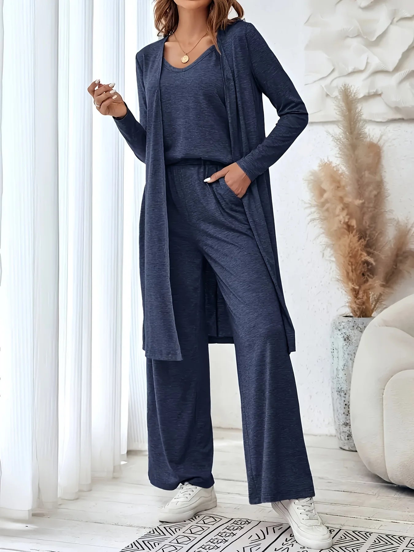 Women Plus Size Knit 3 Piece Lounge Set