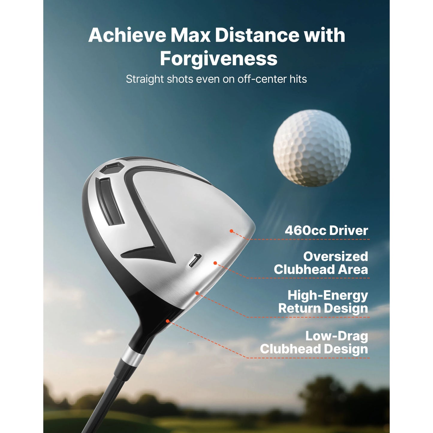 SucceBuy 12 Piece Golf Club Set Right Handed With 460cc Driver