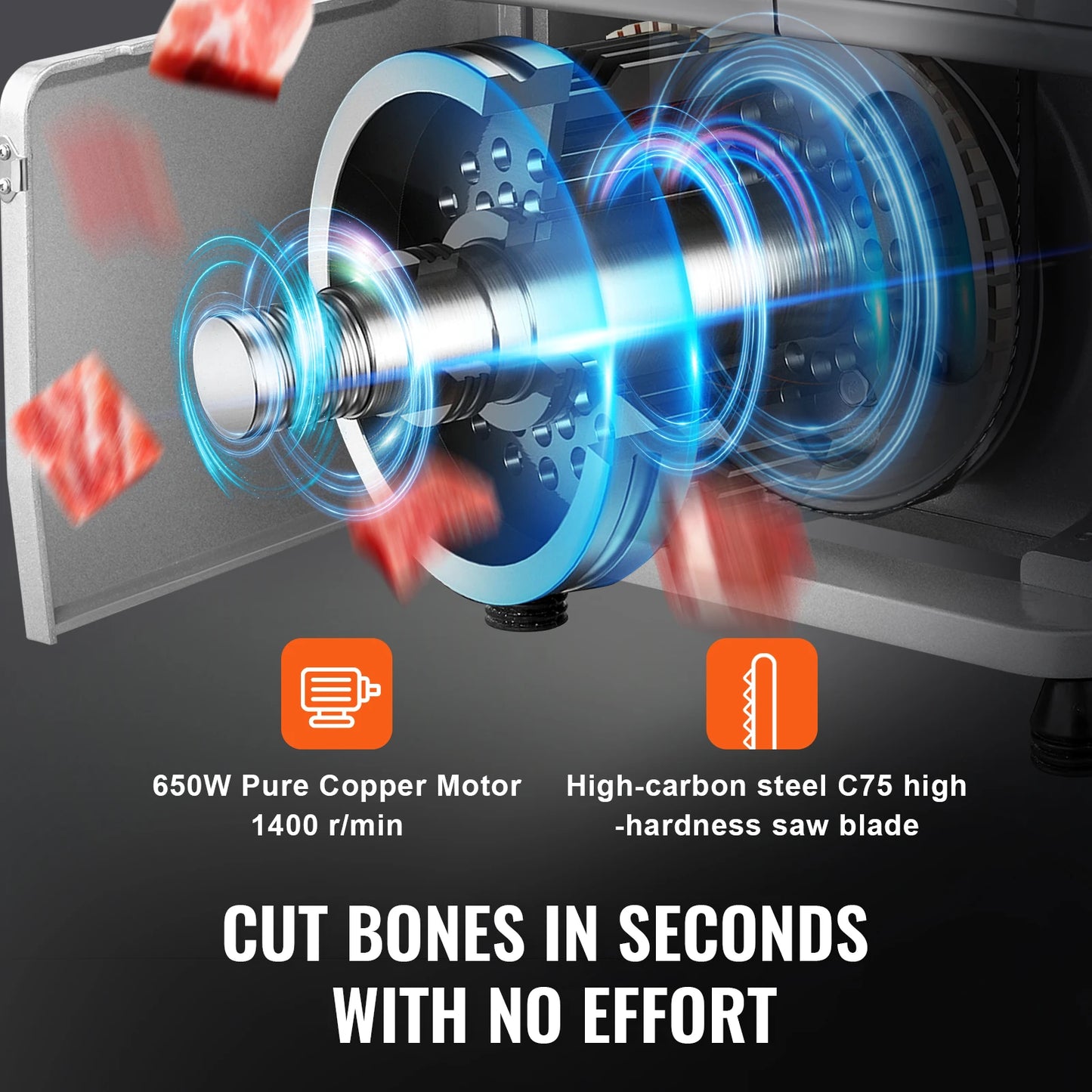 SucceBuy Commercial Electric Meat Bandsaw 650W Stainless Steel Bone Saw