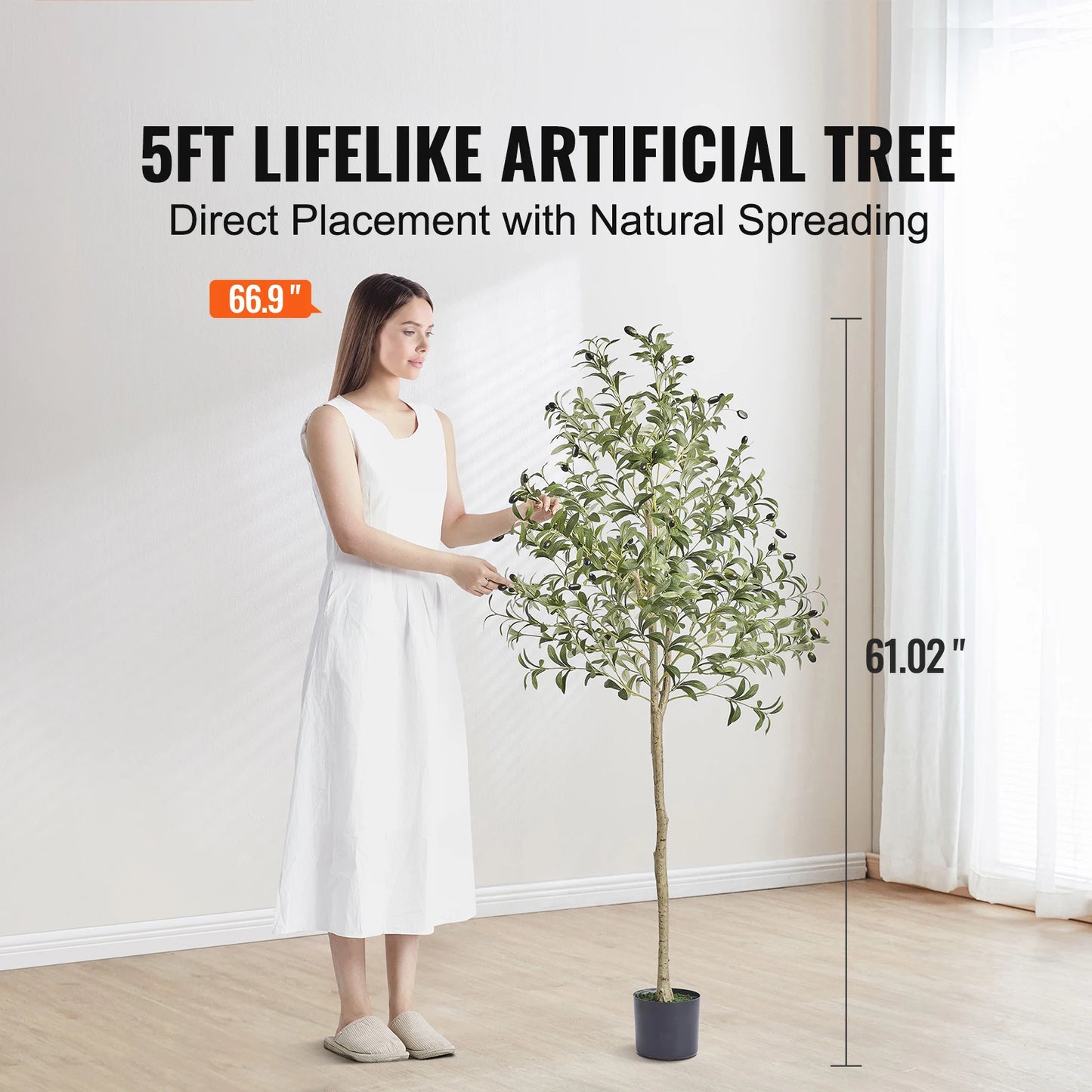 SucceBuy Artificial Olive Tree Faux Plant With Anti Tip Protection