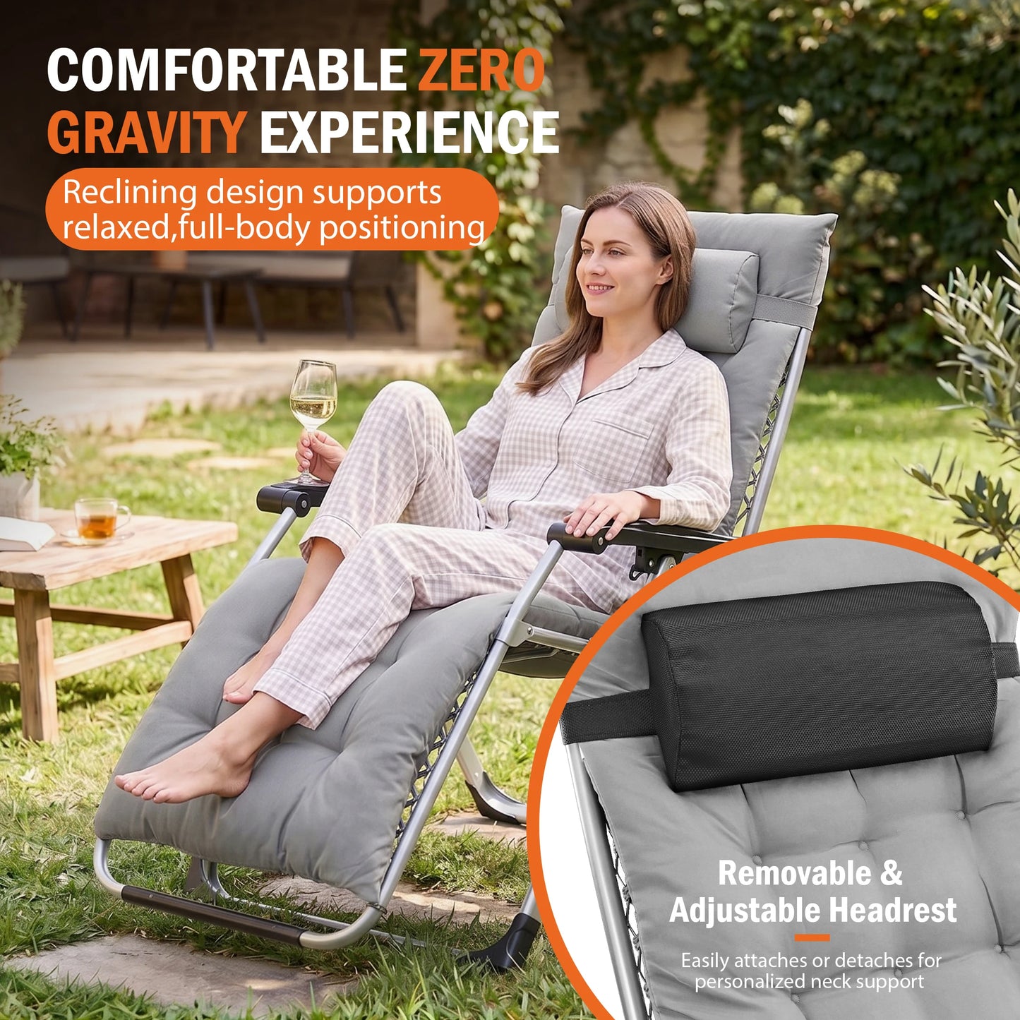 JHK Zero Gravity Reclining Camping Lounge Chair