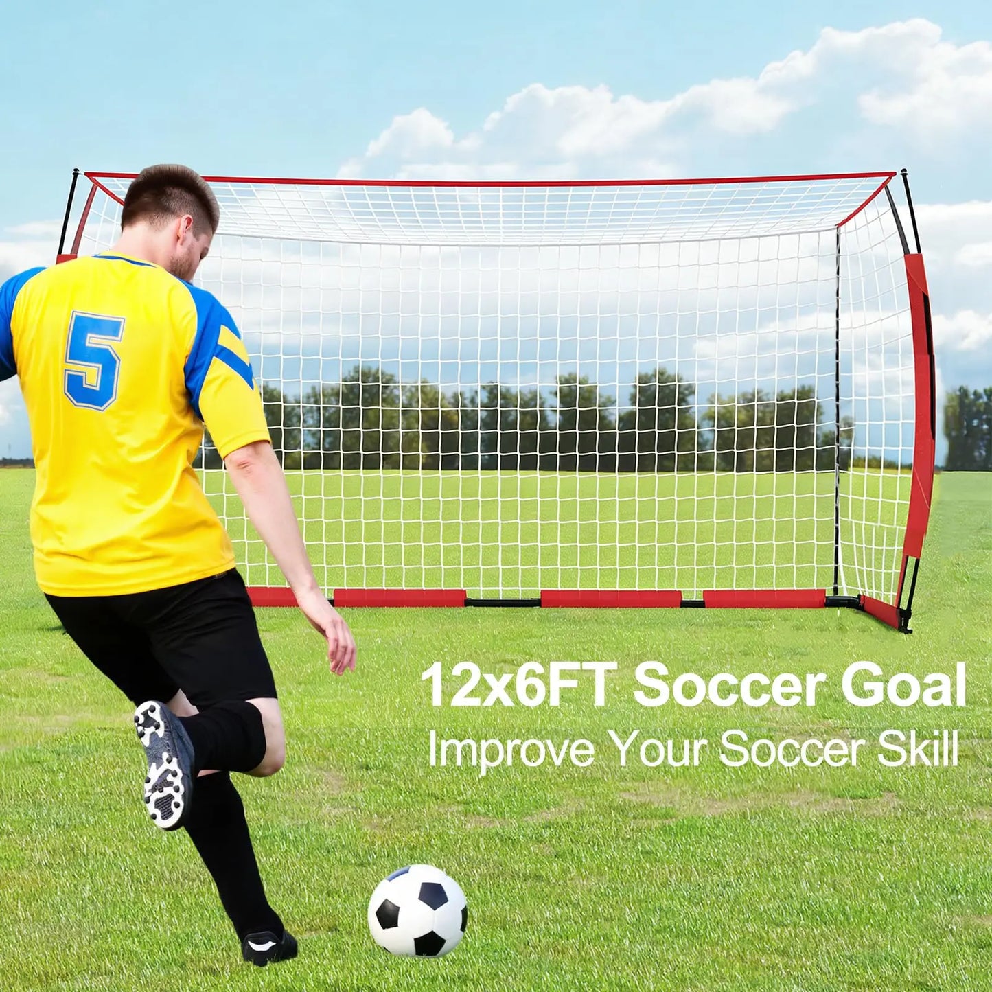 Himiss 12x6 Foldable Heavy Duty Metal Portable Soccer Goal With Bag