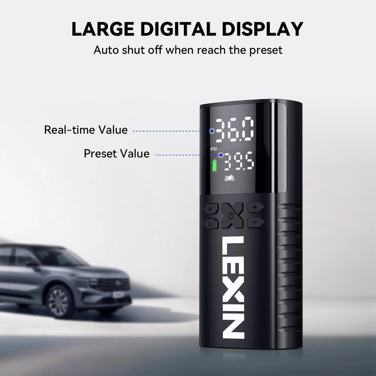 Lexin P4 Smart Inflator Pump 4000mAh LED Digital For Motorcycles Tire Inflation
