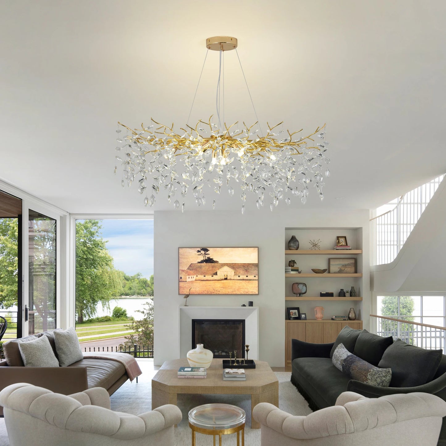 GreeLustr Modern LED Crystal Chandelier Pendant Light For Dining Living Room