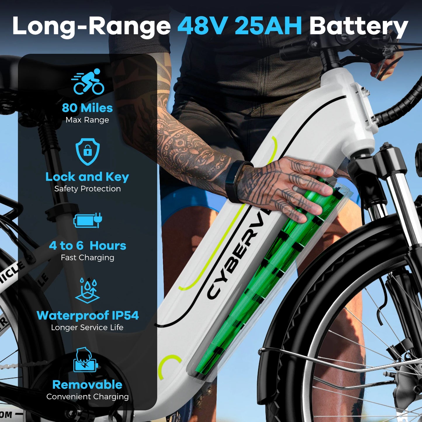 Cbvelo 17 Inch Electric Bike For Adults With Removable Battery
