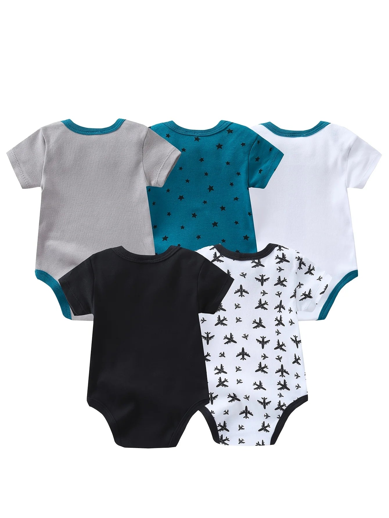 Baby Boy Triangle Rompers Five Piece Set With Bow Tie