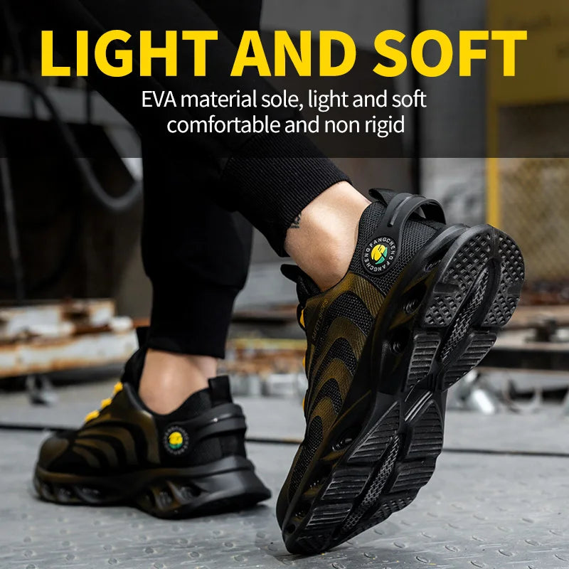 Breathable Lace Free Safety Shoes For Men Anti Puncture