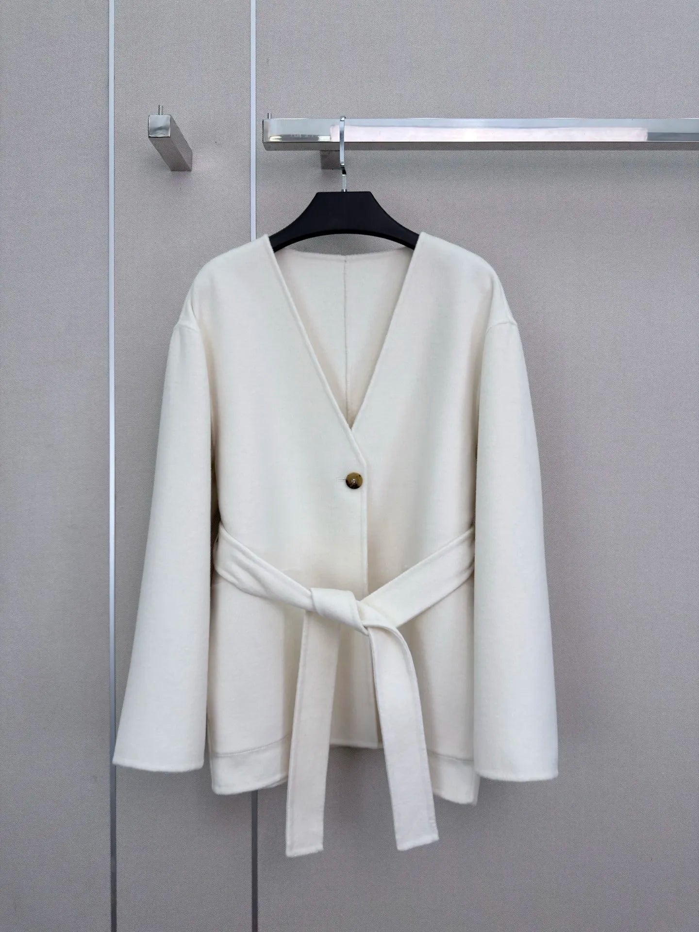 Women's Solid Wool Button Top And Lapel Vest Set