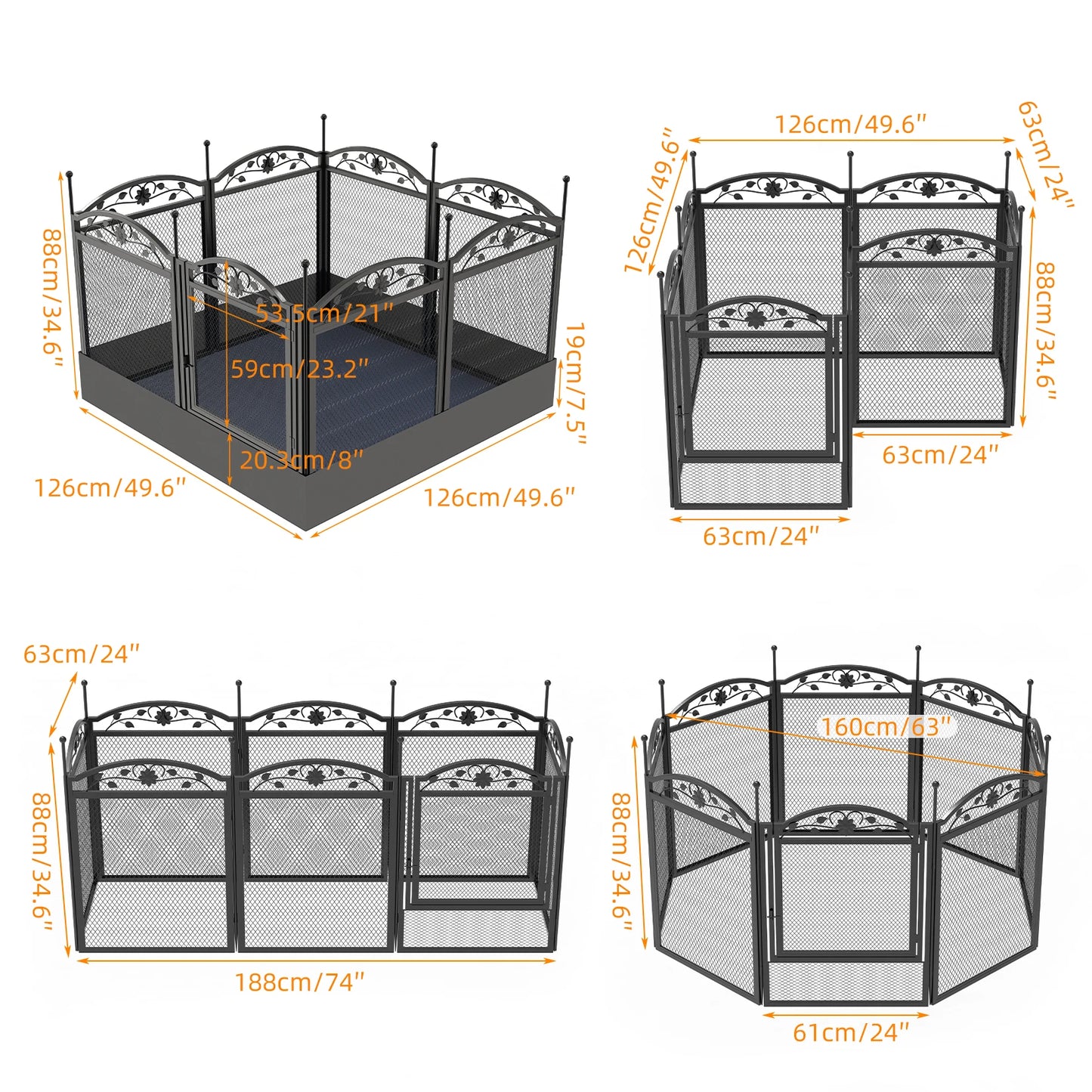 BINGOPAW 8 Panel Heavy Duty Dog Playpen Outdoor Indoor Fence With Waterproof Pad