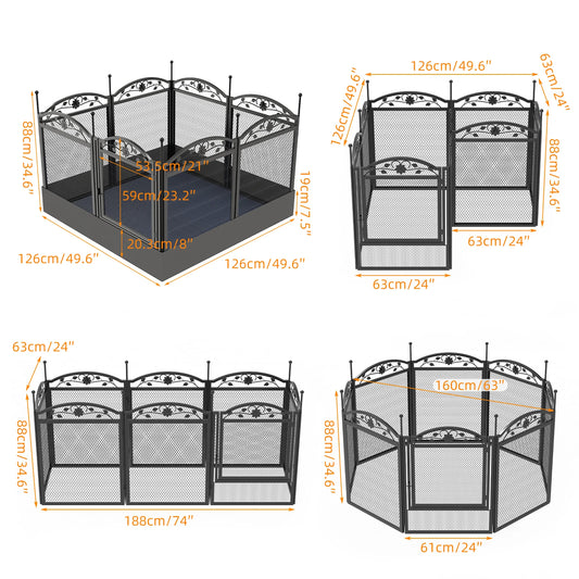 BINGOPAW 8 Panel Heavy Duty Dog Playpen Outdoor Indoor Fence With Waterproof Pad