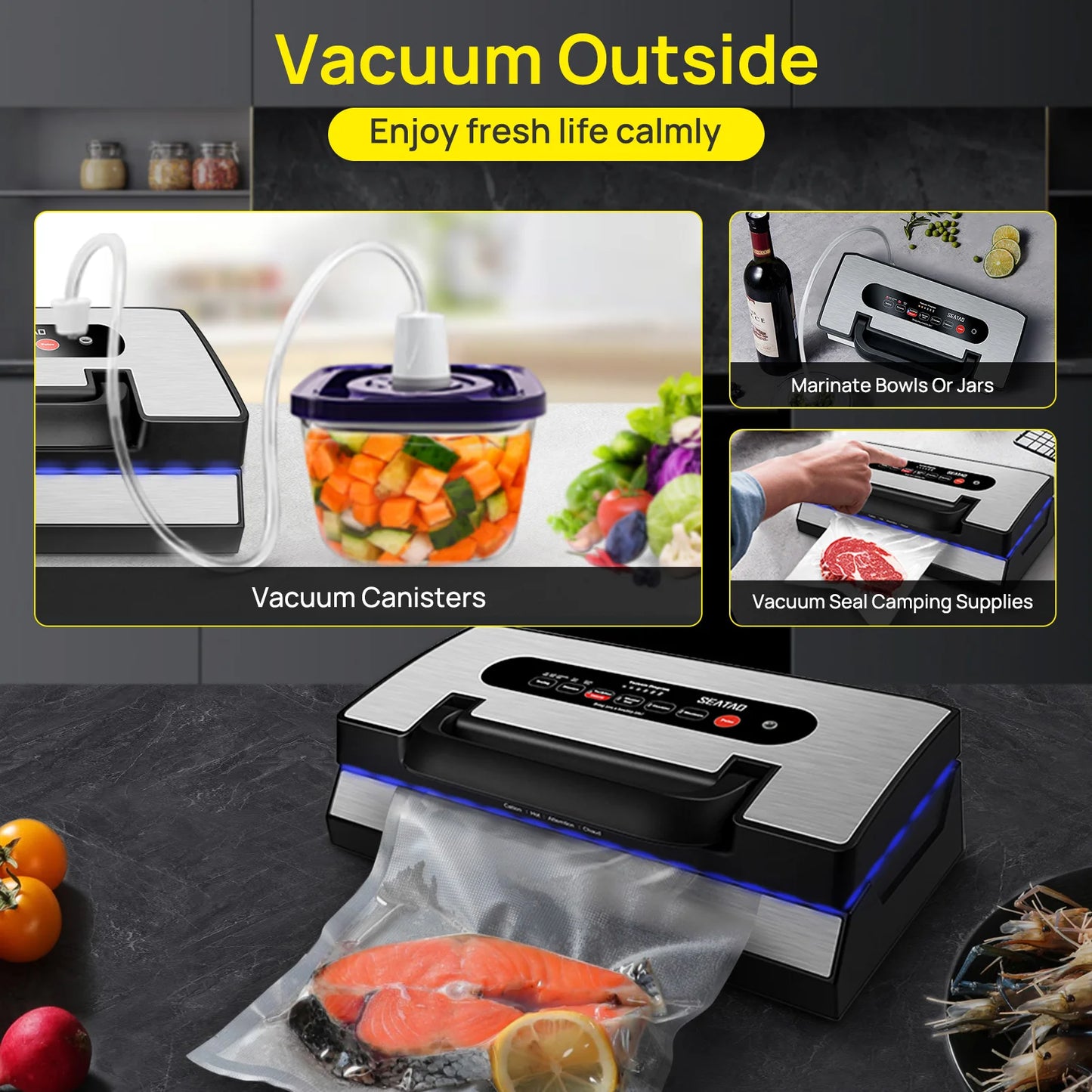 SEATAO VH5188 Vacuum Sealing Machine With Built In Cutter Storage