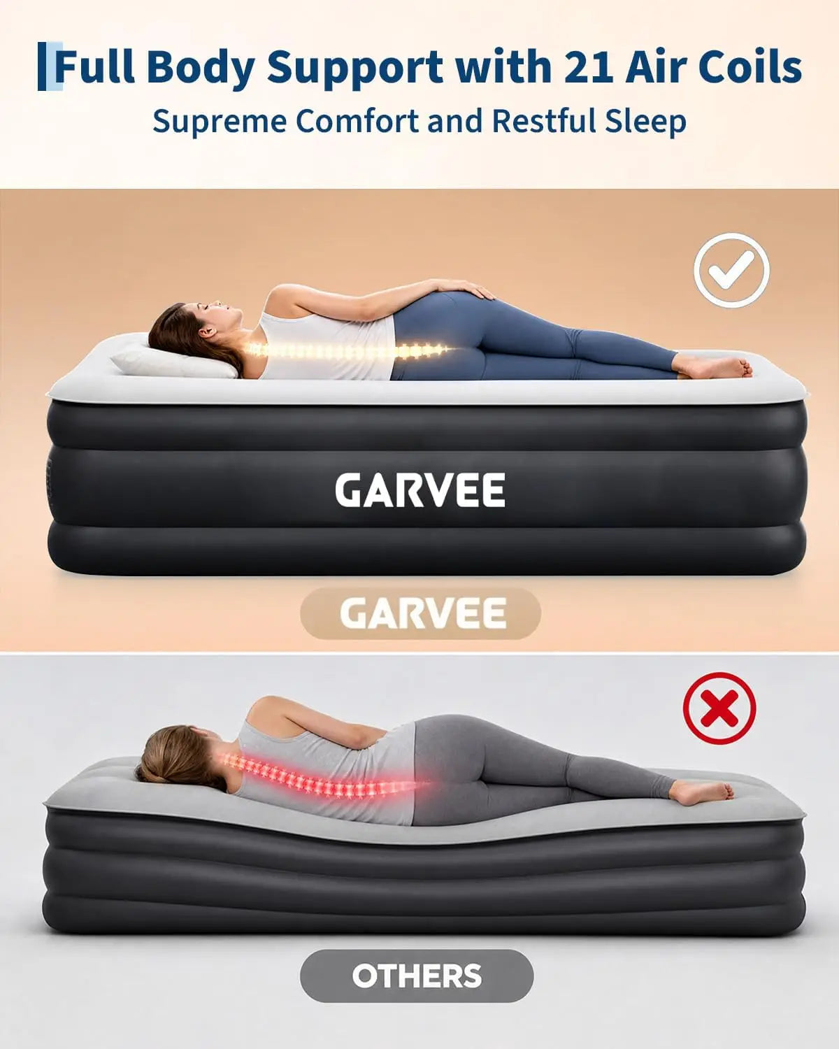HiMISS Raised Air Mattress With Built-In Pump For Guests