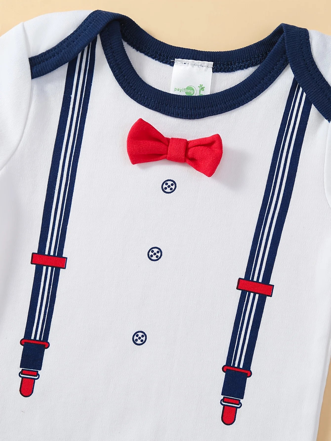 Baby Boys 5-Piece Cotton Short Sleeve Bodysuits With Bow Tie Rompers