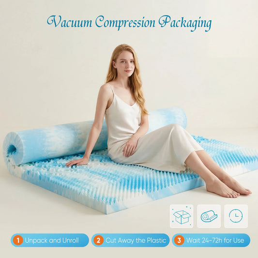 MCQ 5 Zone Memory Foam Mattress Topper With Gel Cooling