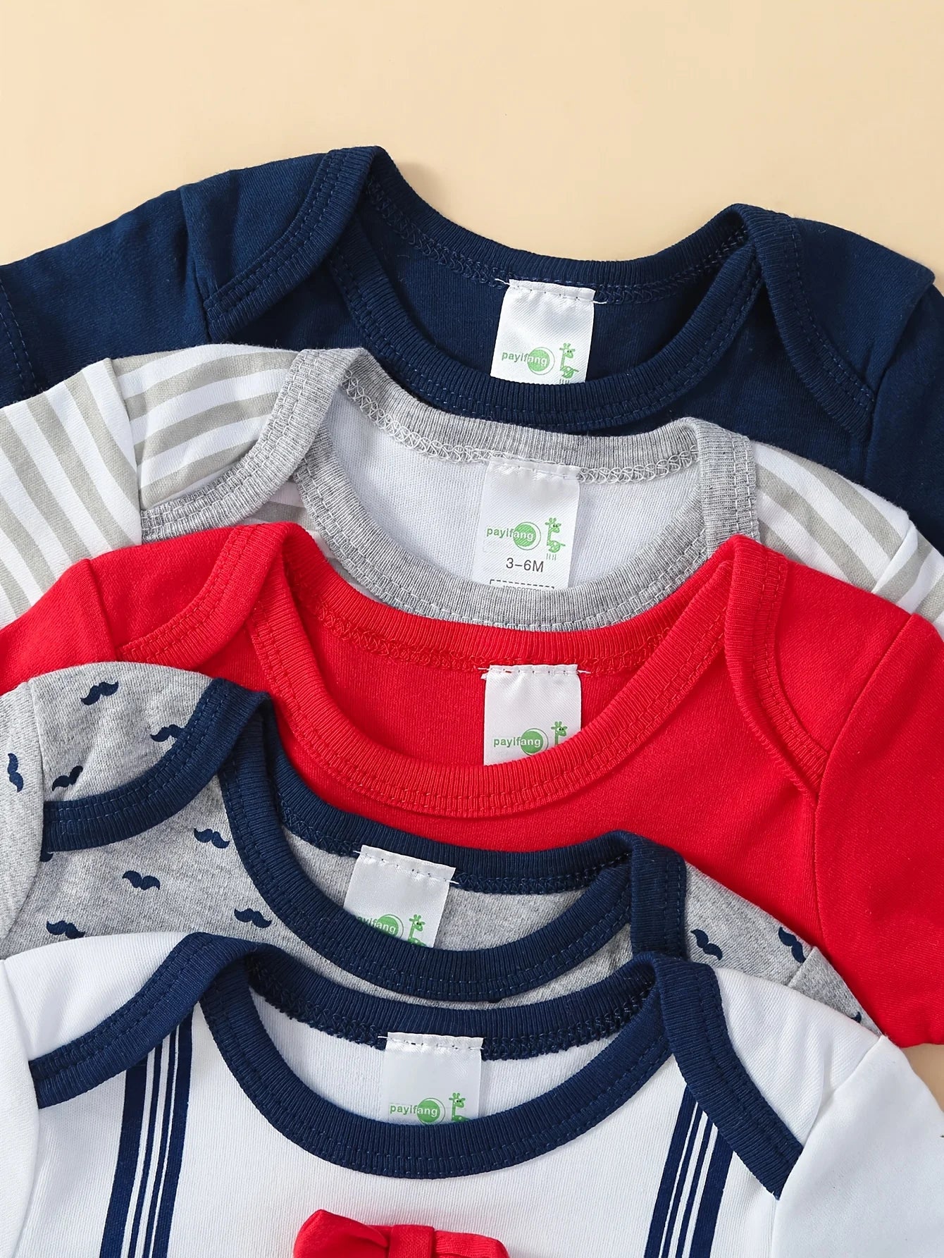 Baby Boys 5-Piece Cotton Short Sleeve Bodysuits With Bow Tie Rompers