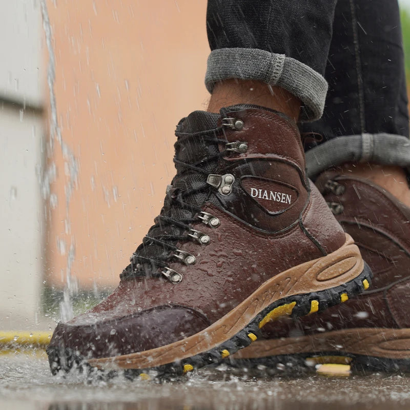 Veigar Waterproof Leather Indestructible Men Work Boots Outdoor Safety