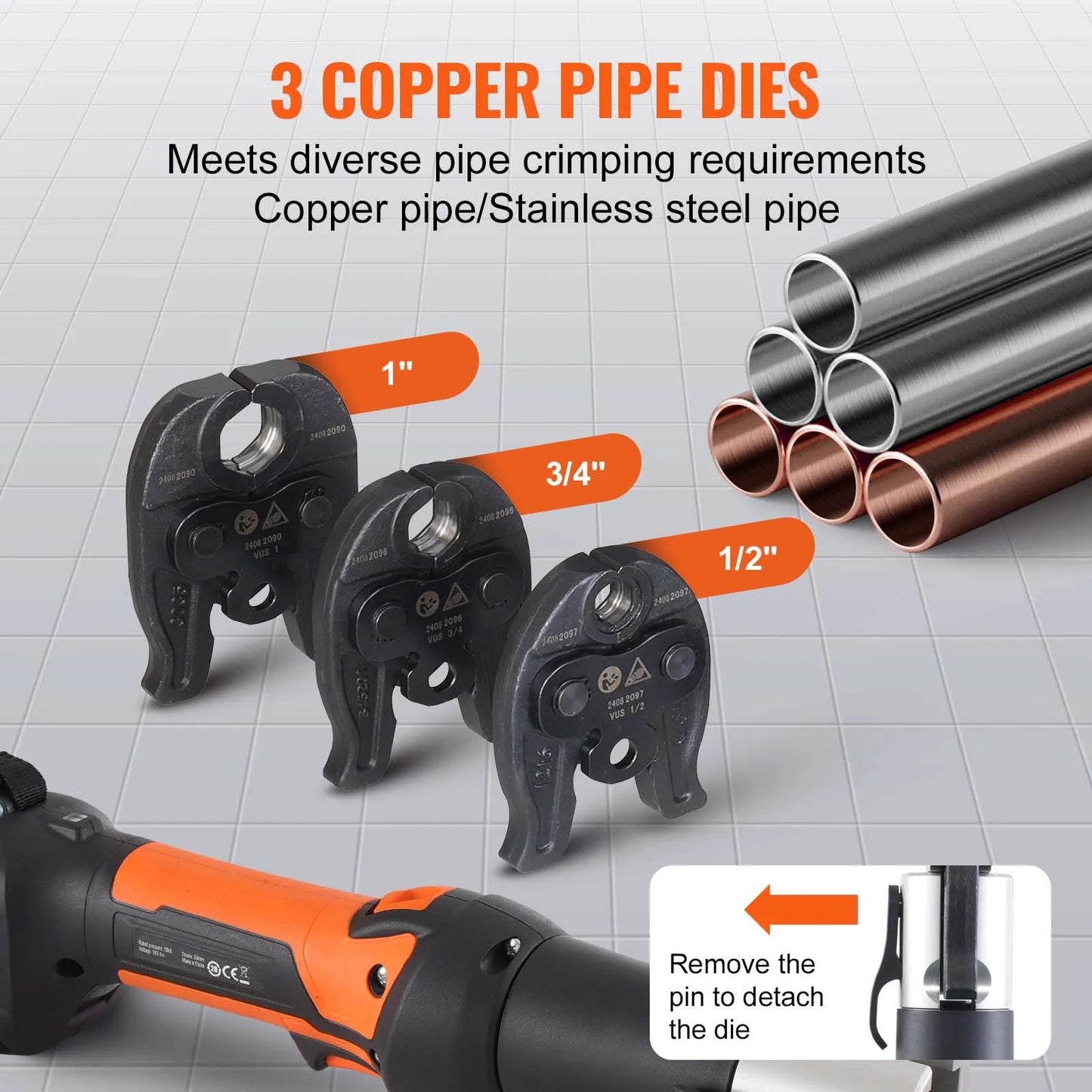 SucceBuy 18V Electric Pipe Crimping Tool Kit With Three Jaws