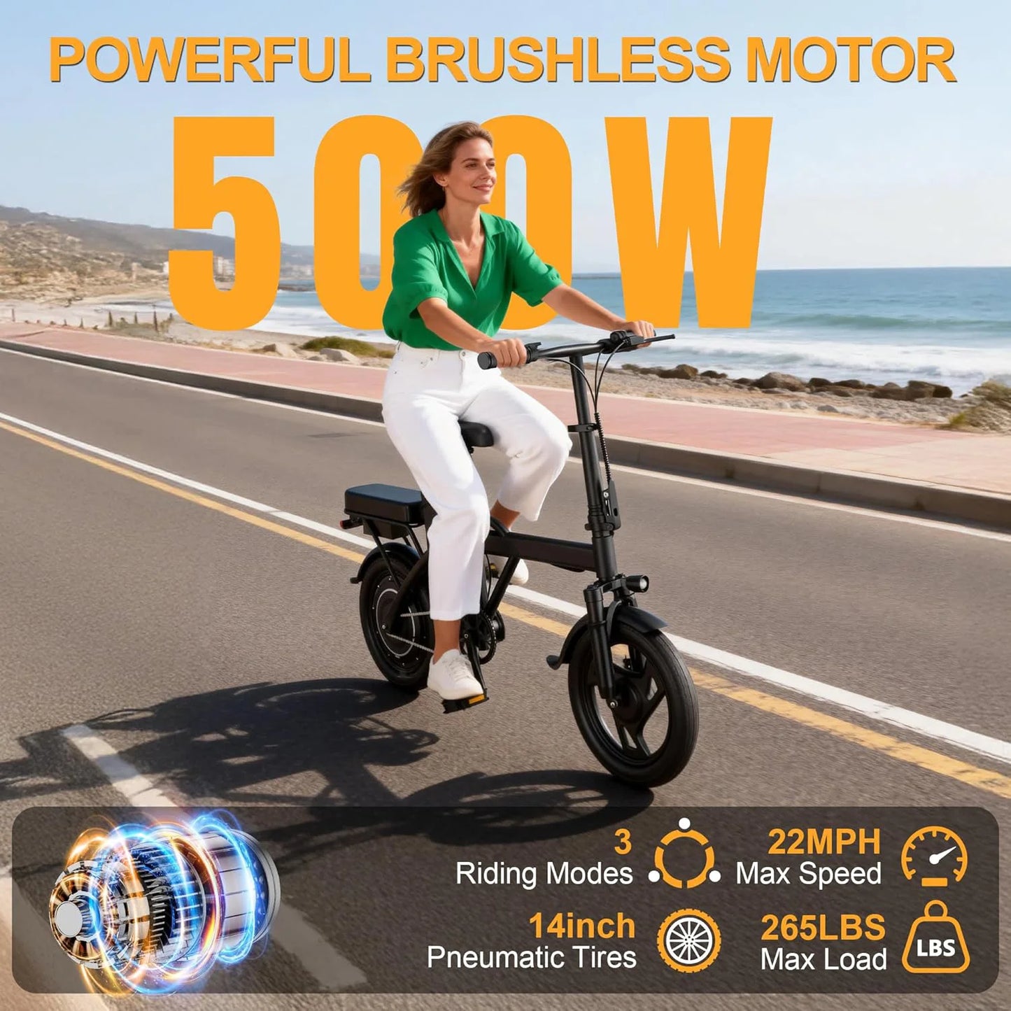 Ladped 14 Inch Foldable Two Seat Electric Bike