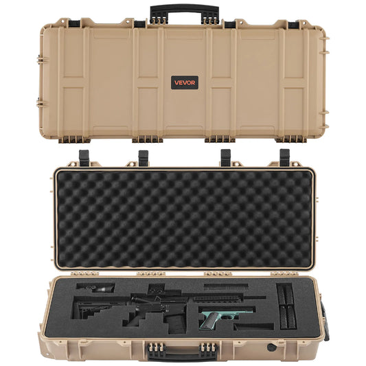 SucceBuy Lockable Hard Rifle Case With Pre-Cut Foams And Wheels IP67 Waterproof