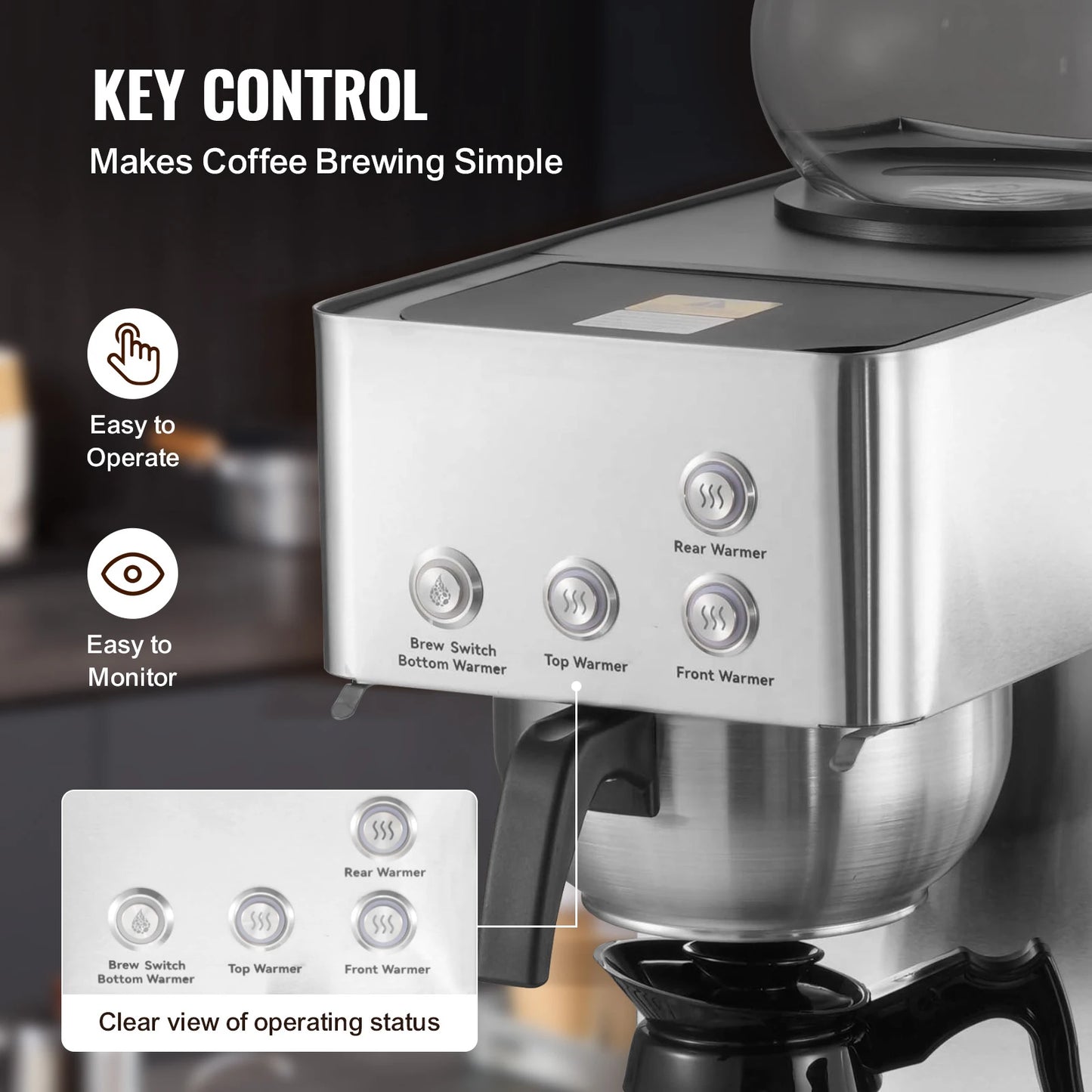 SucceBuy Commercial Drip Coffee Maker With Glass Carafes Decanter Warmer