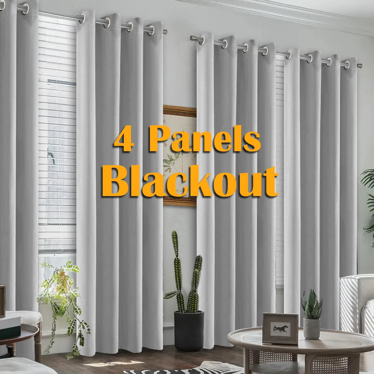 Thermal Insulated Grommet Blackout Curtains 4 Pack For Bedroom Living Room
