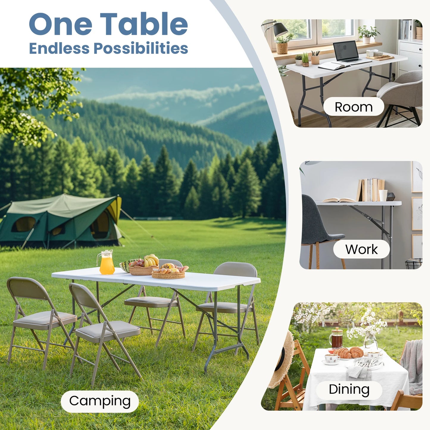 Jhk Heavy Duty Portable Folding Outdoor Camping Table With Carry Handle