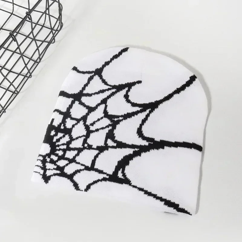 Knit Beanie Hat Spider Embroidered Winter Woolen Cap Unisex