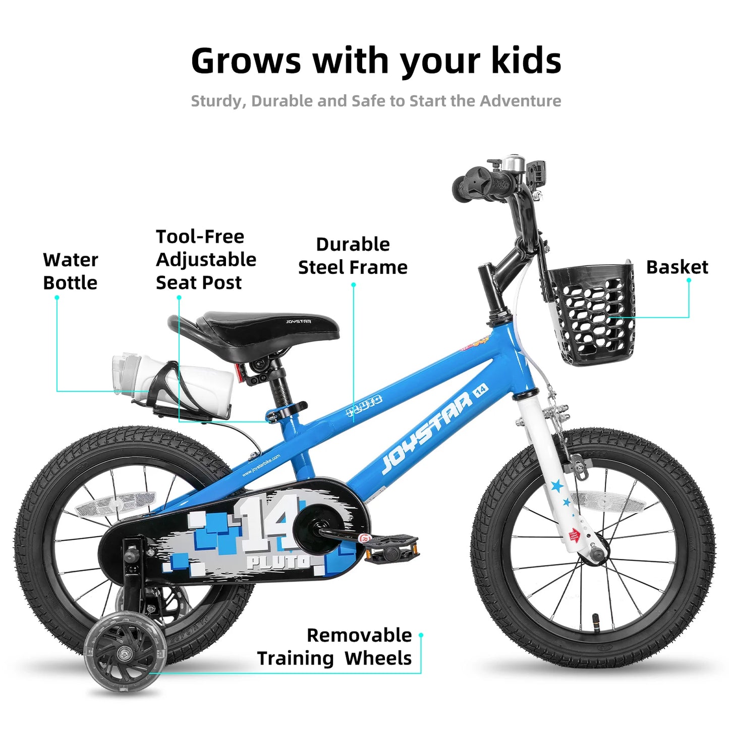 JOYSTAR Kids Bicycle Ages 3 To 12 Illuminated Training Wheels