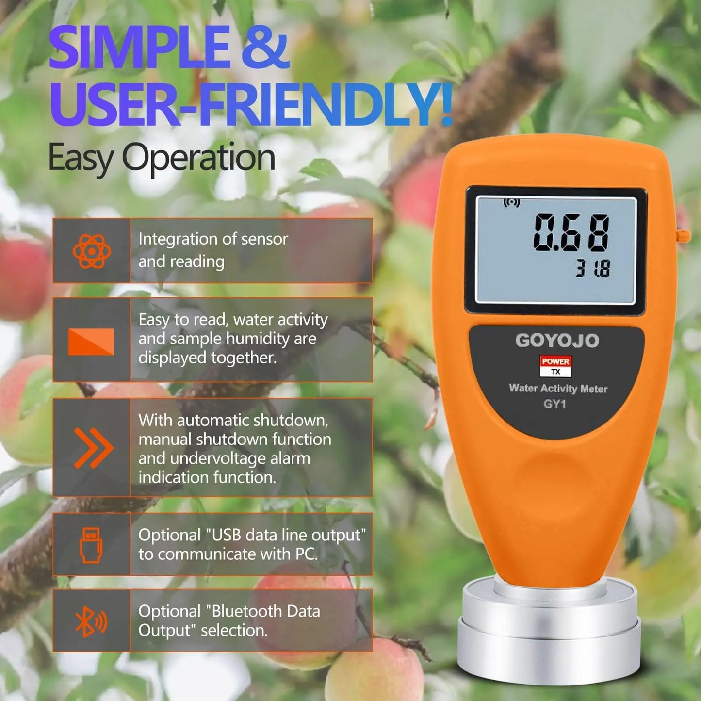 GOYOJO Water Activity Meter For Food Jerky Dried Fruit Grain
