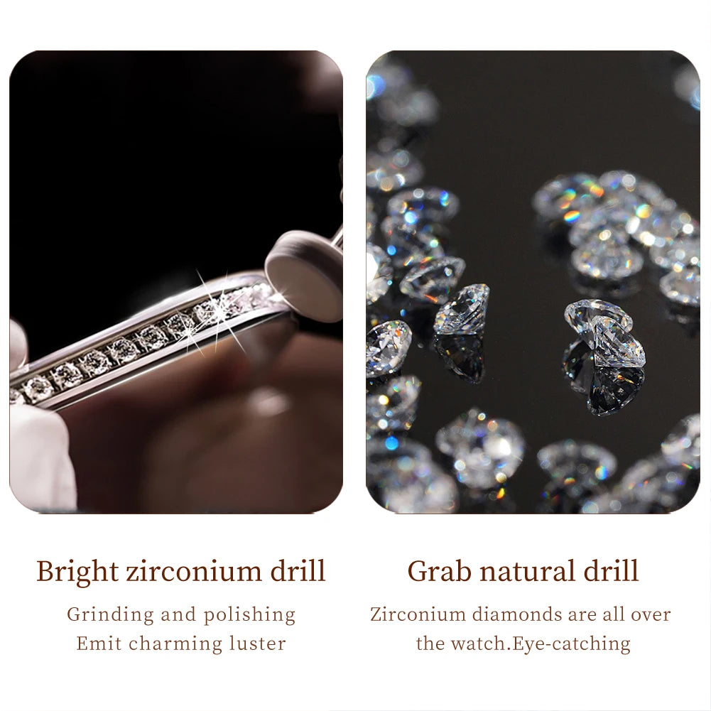 OLEVS Ladies Diamond Waterproof Quartz Dress Watch Stainless Steel