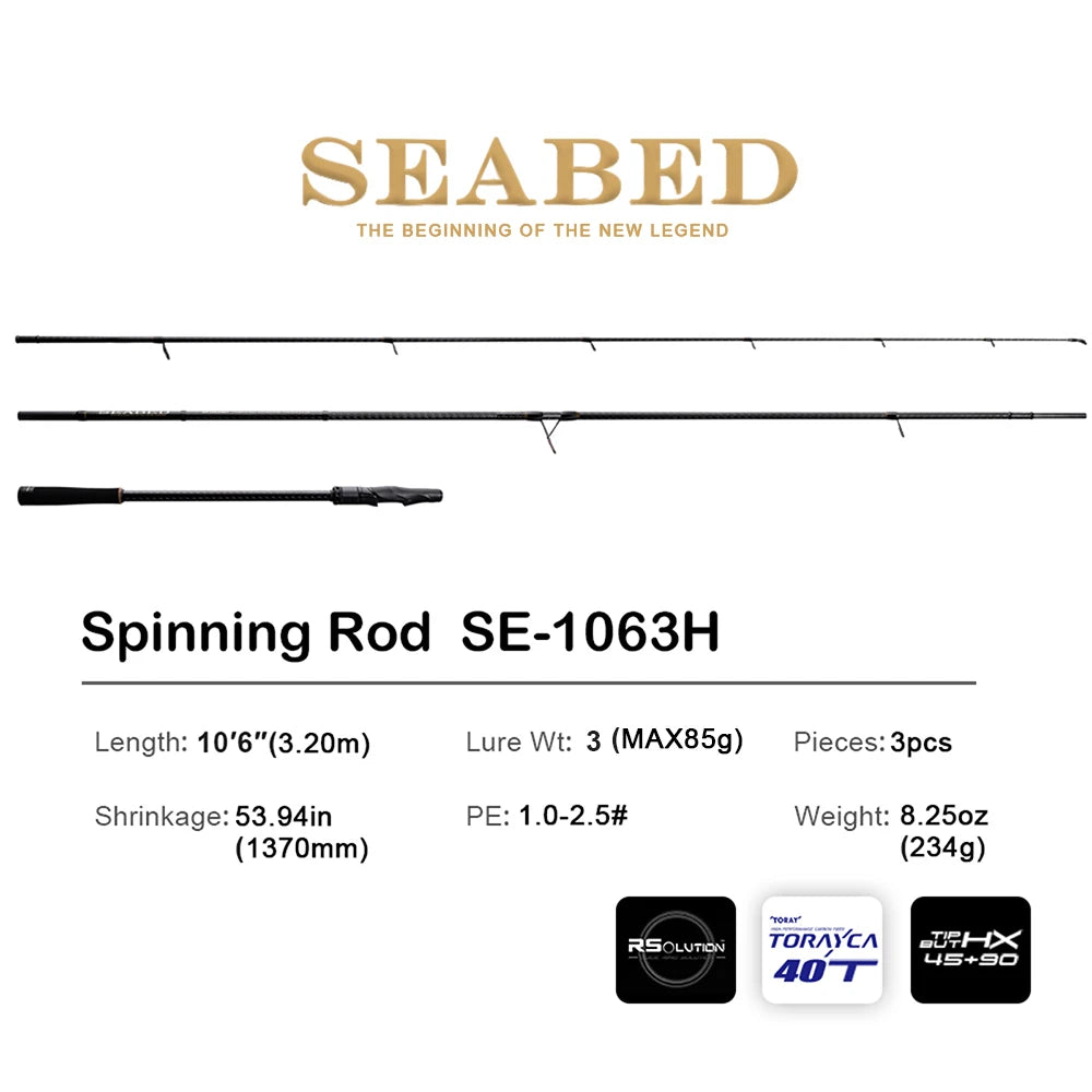 Pure-Lure Seabed Spinning Rod For Sea Bass Fast Action 10-14lb