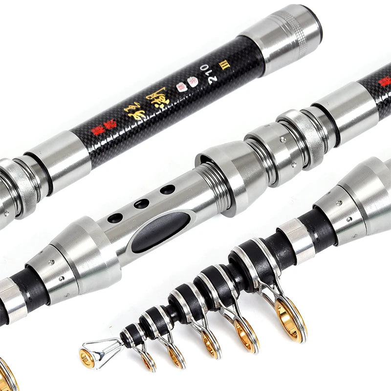 Carbon Fiber Telescopic Fishing Rod And Reel Combo Kit
