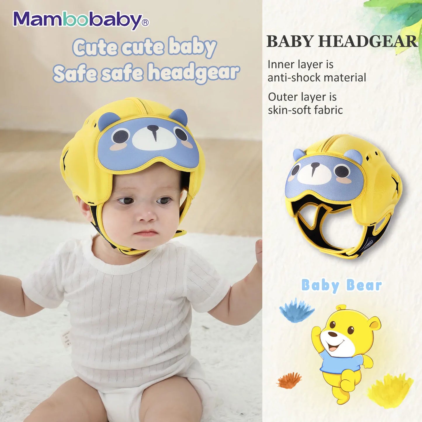 Mambobaby Safe Anti Shock Baby Helmet Head Protector