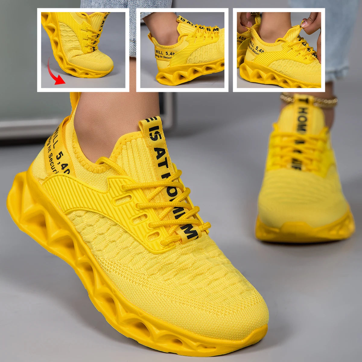 Lightweight Breathable Women Blade Sole Running Sneakers